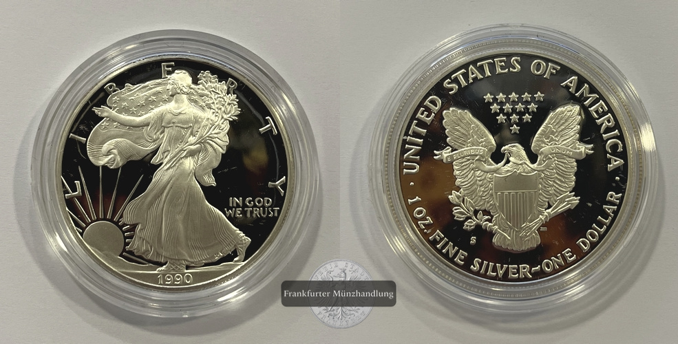  USA 1 Dollar 1990 Walking Liberty S (San Francisco) KM#273 FM-Frankfurt Feinsilber: 31,1g   