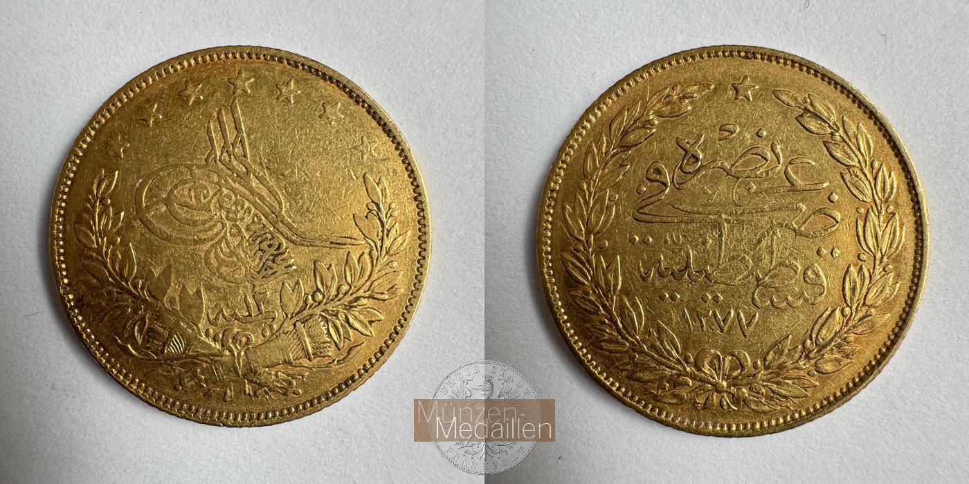 Türkei 100 Kurus Abdülaziz (Constantinople) 1277 (1871) MM-Frankfurt KM#696 Feingold: 6,617g   
