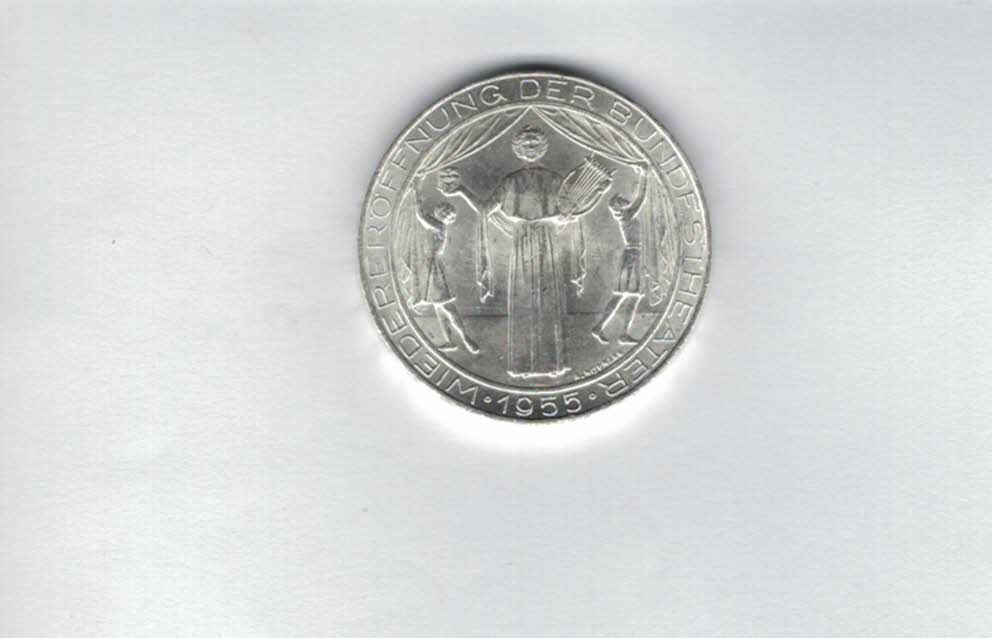  25 Schilling 1955 Bundestheater silber 10,4g fein Gedenkmünze Österreich Spittalgold9800 (04588/1)   