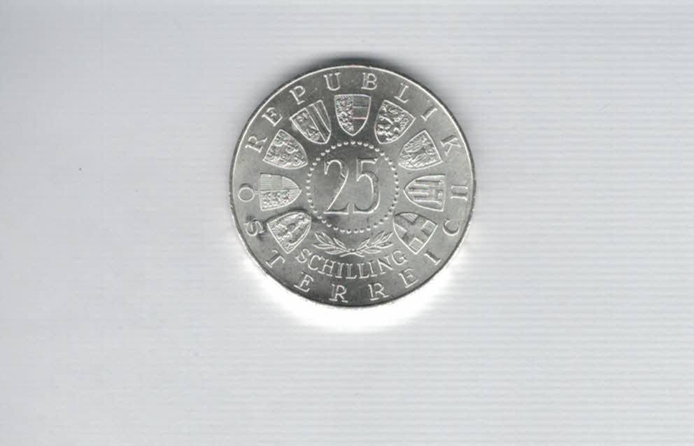  25 Schilling 1957 800 Jahre Mariazell 10,4g fein Ag Gedenkmünze Österreich Spittalgold9800 (04588/3)   