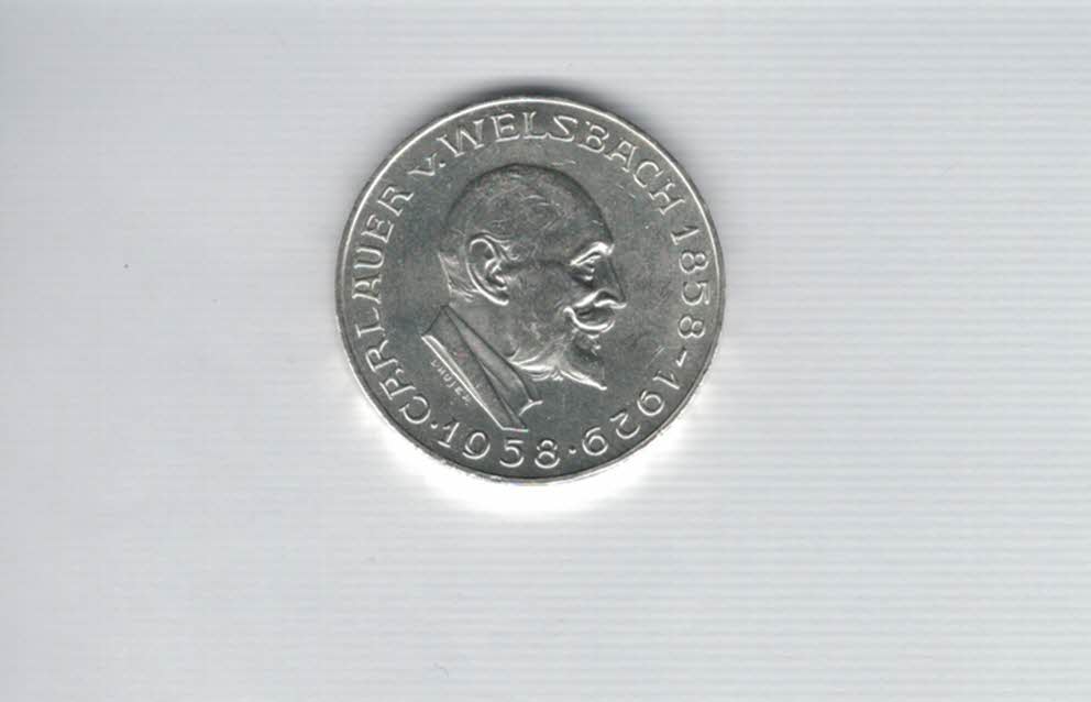  25 Schilling 1958 Carl Auer von Welsbach silber 10,4g fein Österreich Spittalgold9800 (4588/4)   