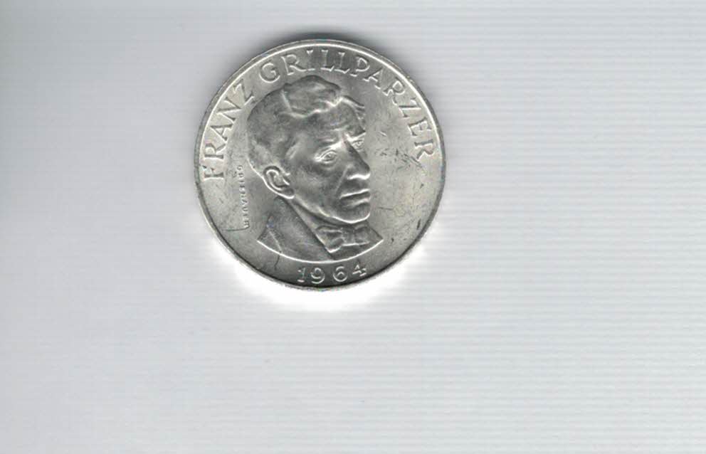  25 Schilling 1964 Franz Grillparzer silber Gedenkmünze Österreich Spittalgold9800 (04588/10)   