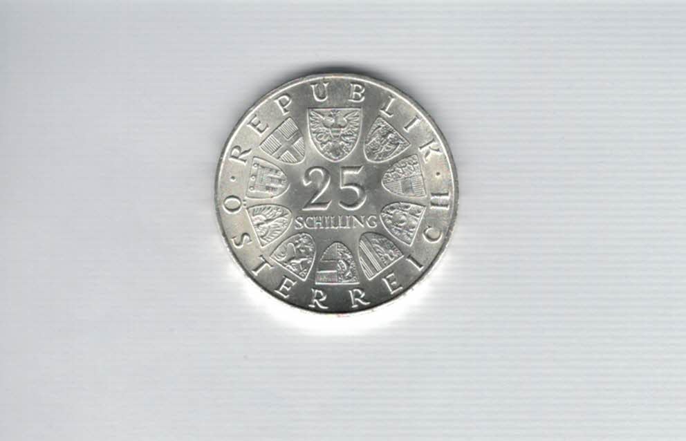  25 Schilling 1964 Franz Grillparzer silber Gedenkmünze Österreich Spittalgold9800 (04588/10)   