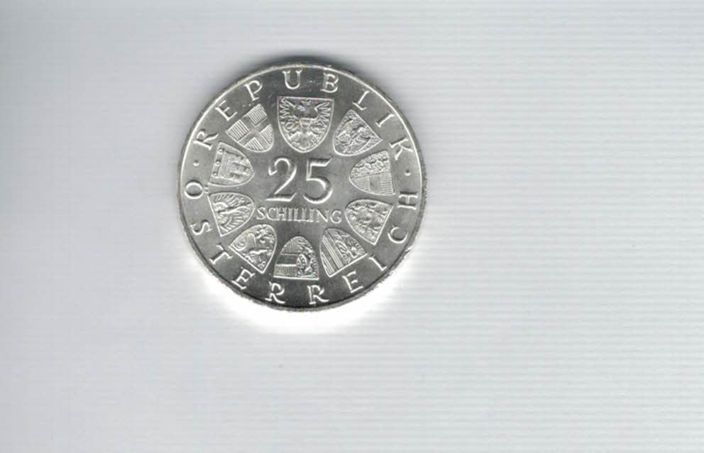  25 Schilling 1971 Wiener Börse 200 Jahre silber 10,4 g fein Österreich Spittalgold9800 (04588/17)   