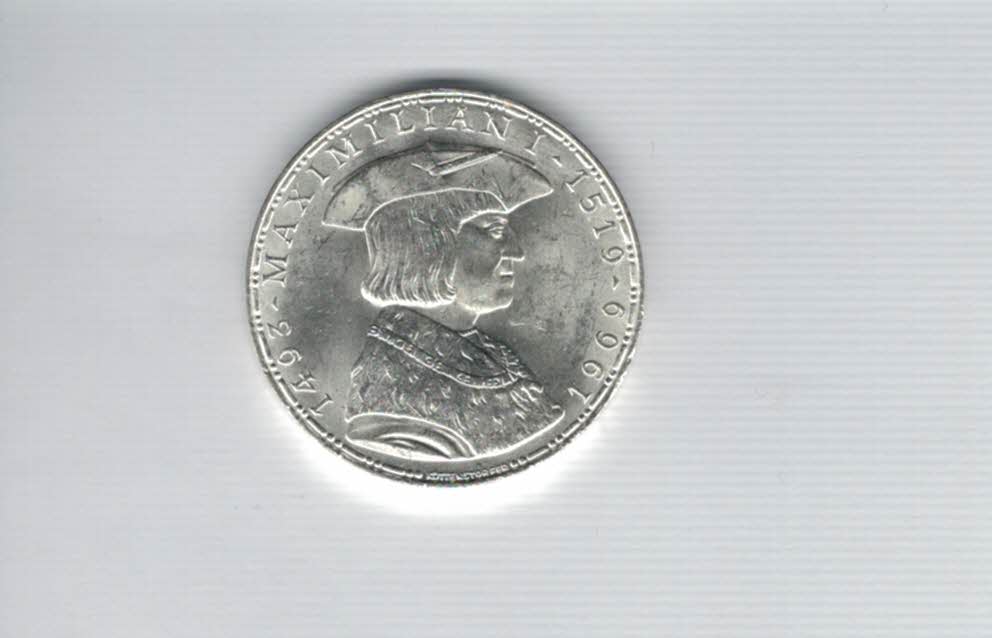  50 Schilling 1969 Kaiser Maximilian I. silber 18g fein Österreich Spittalgold9800 (4584/8)   