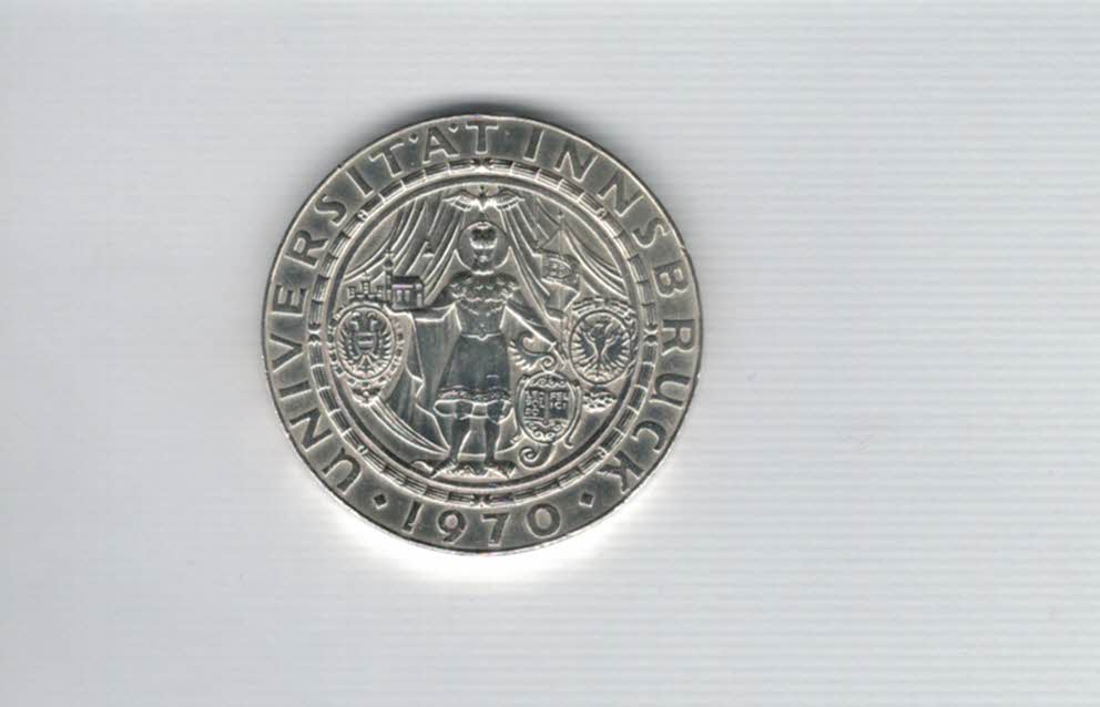  50 Schilling 1970 300 Jahre Universität Innsbruck 18g fein silbe Österreich Spittalgold9800 (4584/9)   