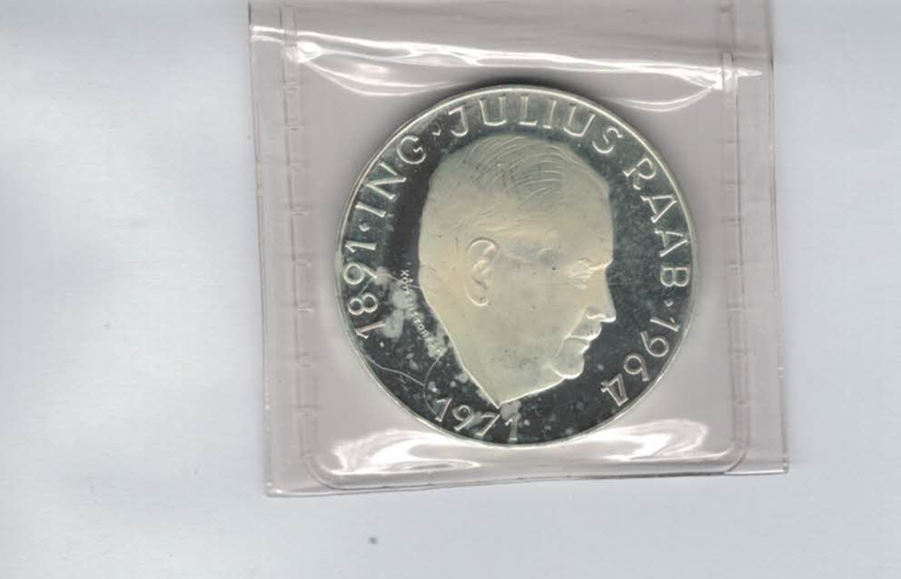 50 Schilling 1971 Julius Raab 2. Republik Ag 18g fein Österreich Spittalgold9800 (4584/11)   
