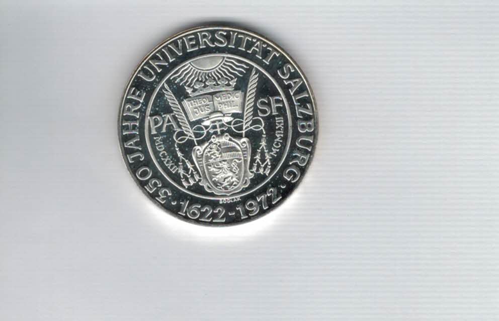  50 Schilling 1972 350 Jahre Universität Salzburg Ag 18g fein Österreich Spittalgold9800 (4584/12   