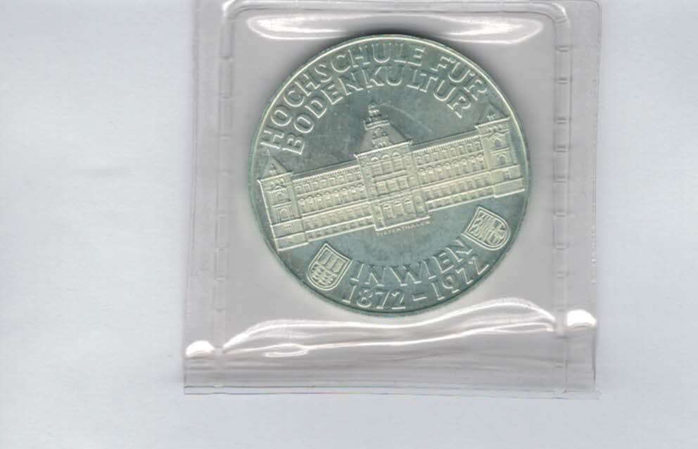  50 Schilling 1972 100 J. Hochschule für Bodenkultur Ag 18g fein Österreich Spittalgold9800 (4584/13)   