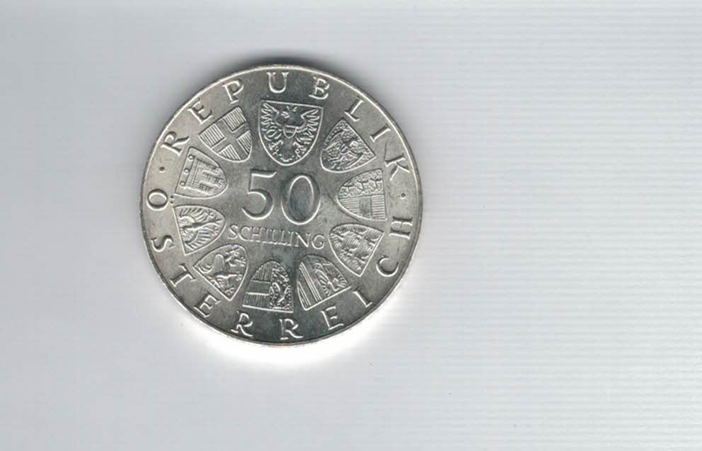  50 Schilling 1973 Theodor Körner 2. Republik Ag 18g fein Österreich Spittalgold9800 (4584/15)   