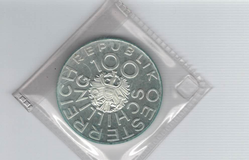  100 Schilling 1976 Johann Nestroy 15,36g fein Ag Österreich Spittalgold9800 (01914/13)   