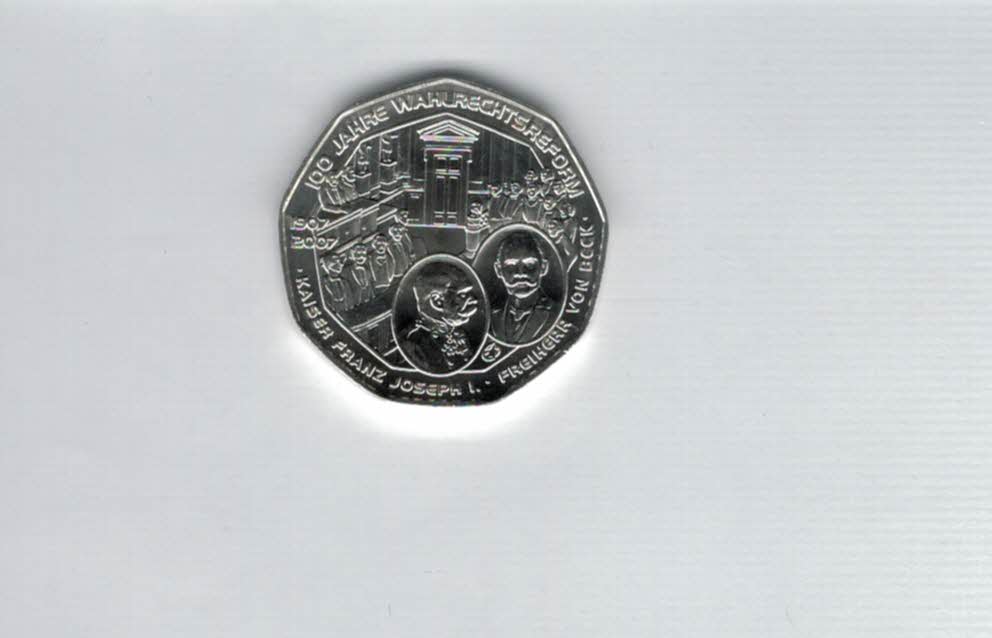  5 Euro 2007 Wahlrechtsreform silber 8g fein Österreich Spittalgold9800 (04974/9)   