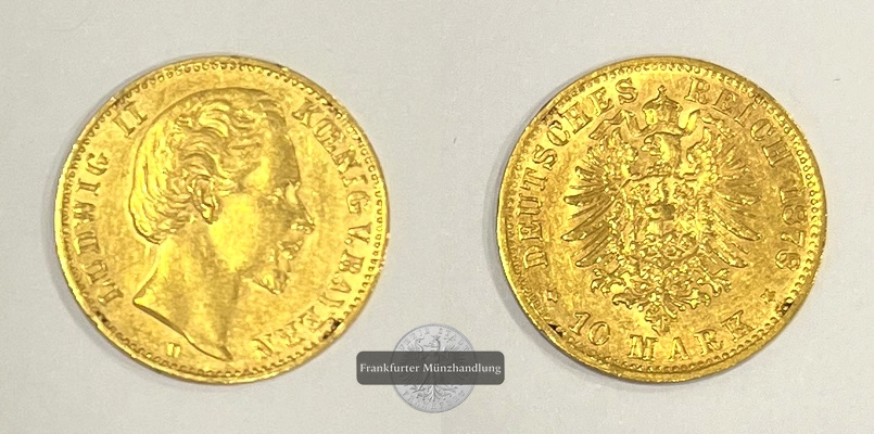 Bayern, Kaiserreich  10 Mark MM-Frankfurt KM#898 Feingold: 3,58g Ludwig II 1878 D 