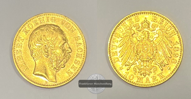 Sachsen, Kaiserreich  10 Mark MM-Frankfurt KM#1235 Feingold: 3,58g Albert 1873-1902 1898 E 