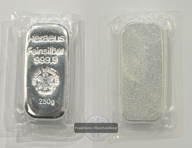  Deutschland 250g Silberbarren Heraeus Edelmetalle FM-Frankfurt Feinsilber: 250g   