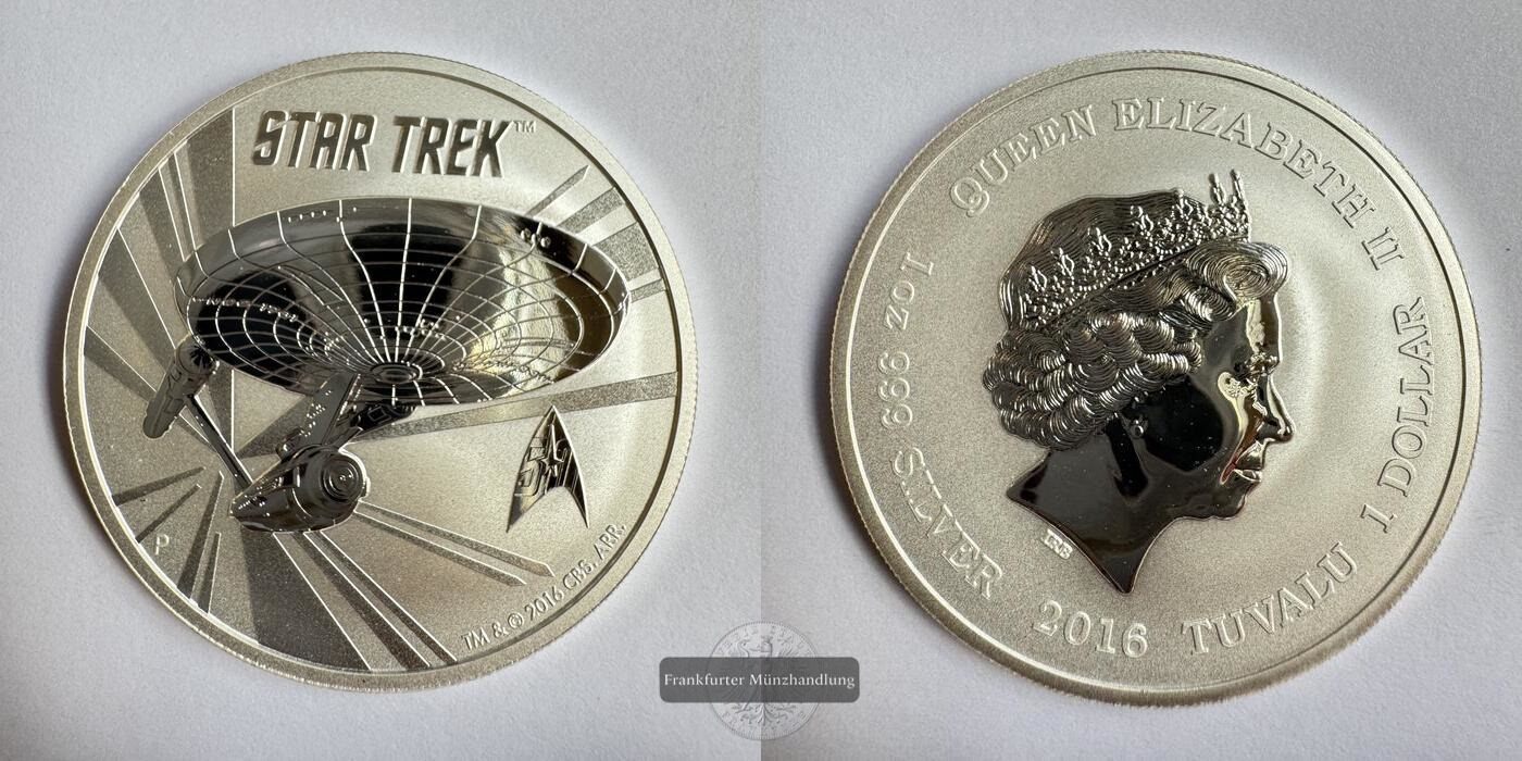  Tuvalu 1 Dollar 2016 Star Trek  FM-Frankfurt  Feinsilber: 31,1g   
