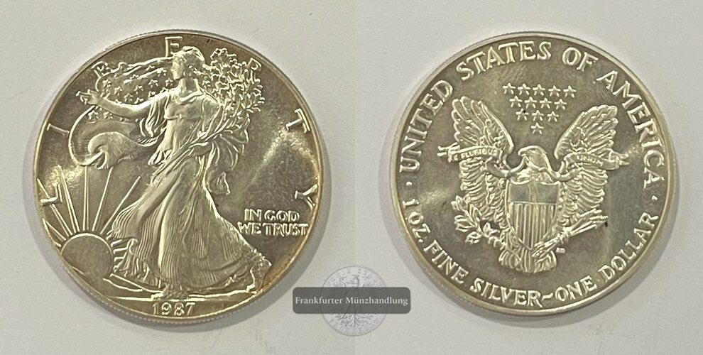  USA 1 Dollar 1987 (1986-2021) Walking Liberty FM-Frankfurt KM#273 Feinsilber: 31,1g   