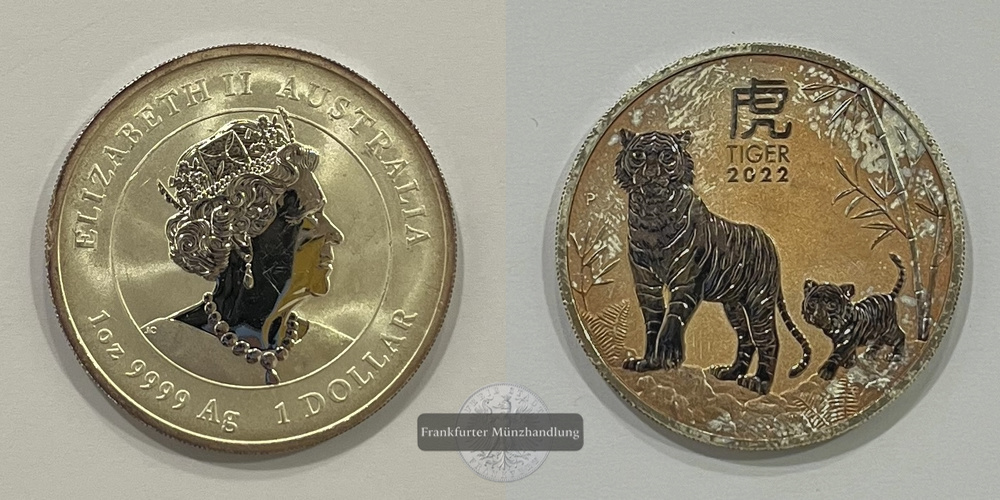  Australien 1 Dollar (Year of the Tiger) 2022 FM-Frankfurt Feinsilber: 31,1g   