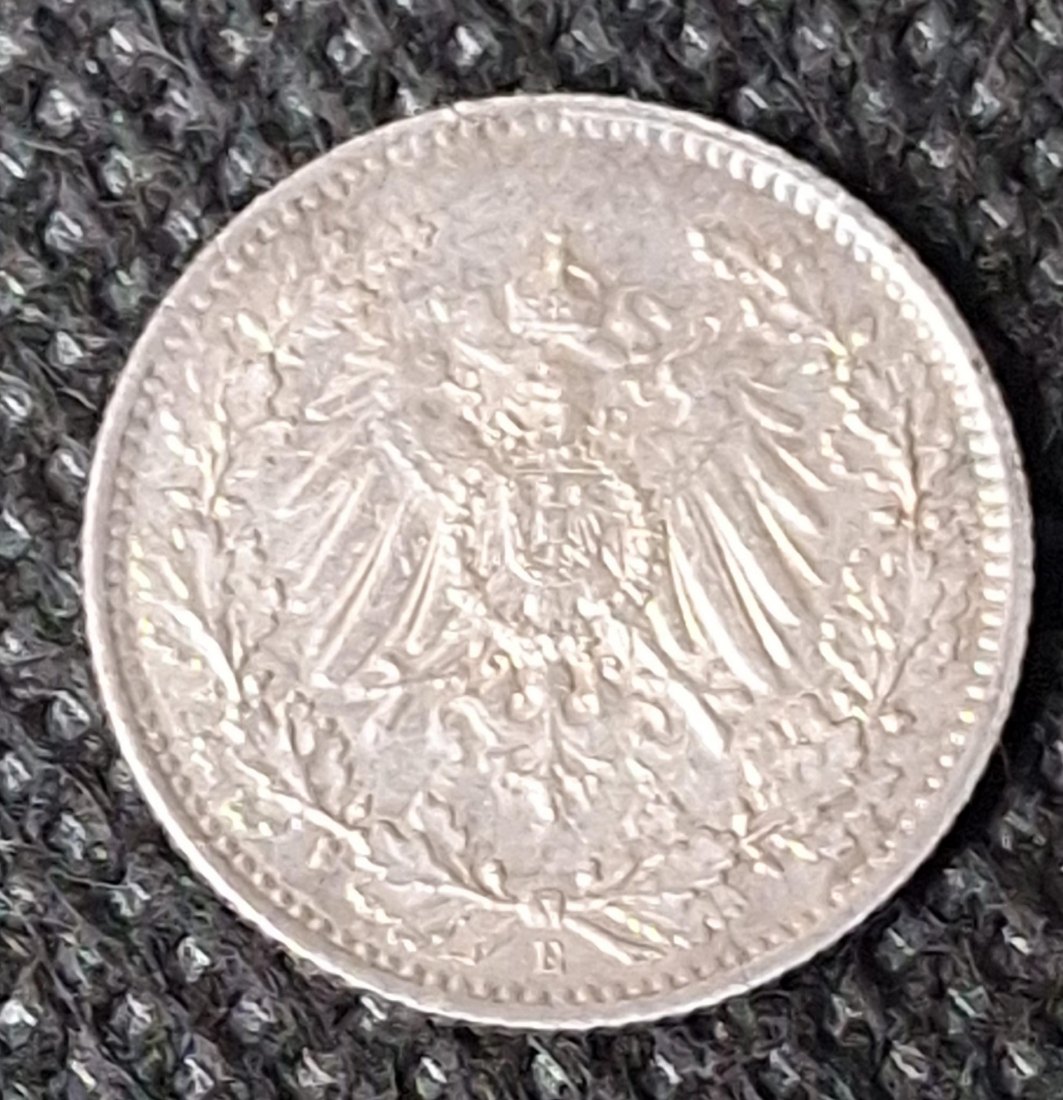  SILBER Kaiserreich, 1/2 Mark 1915 E, 900er Silber, Feingewicht 2,5 Gramm   
