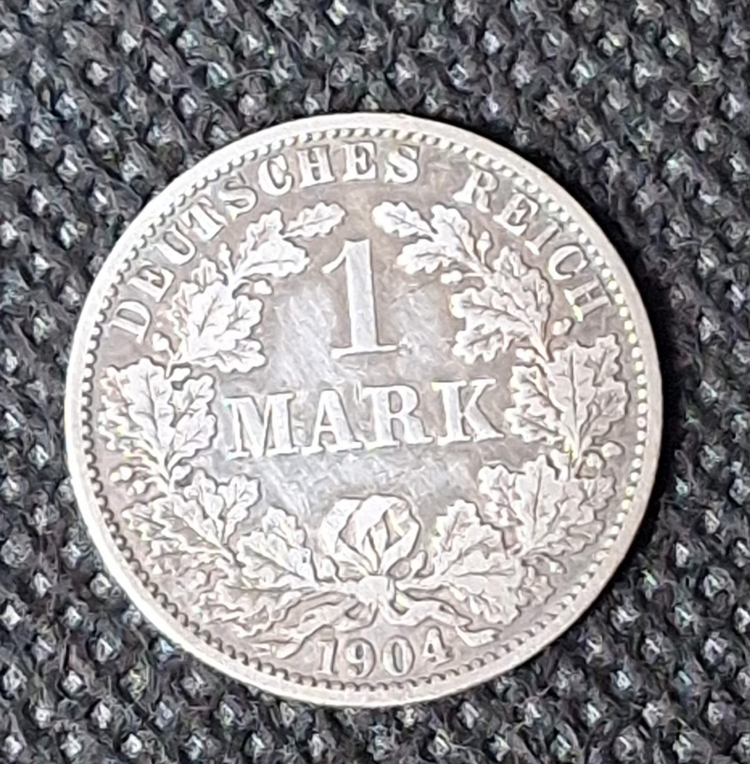  SILBER Kaiserreich, 1 Mark 1904 A, 900er Silber, Feingewicht 5,0 Gramm   