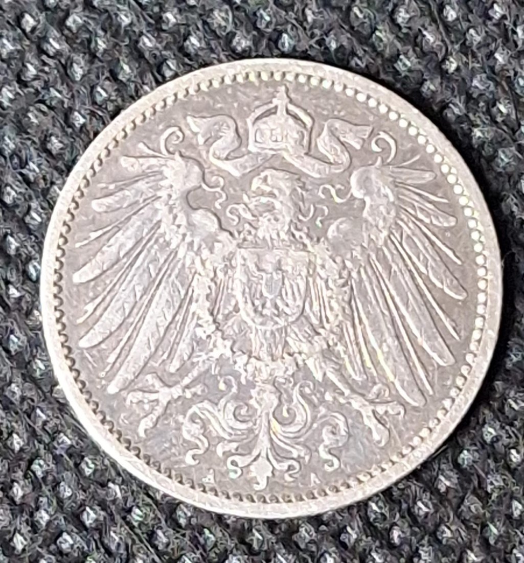  SILBER Kaiserreich, 1 Mark 1904 A, 900er Silber, Feingewicht 5,0 Gramm   
