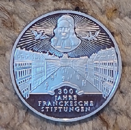  Deutschland 10 Mark 1998, SILBER, 300 Jahre Franckesche Stiftungen   