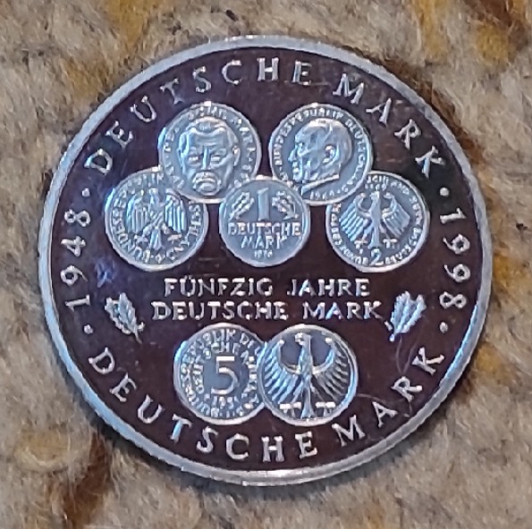  Deutschland 10 Mark 1998, SILBER, 50 Jahre Deutsche Mark   