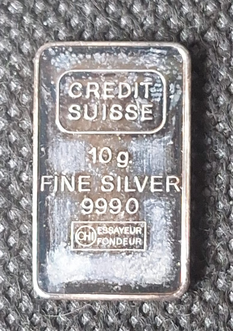  Silber Barren 10 Gramm der Credit Suisse   