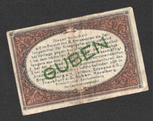  Banknote (62) 1 Pfennig Lagergeld, Kriegsgefangenenlager Stempel Guben   
