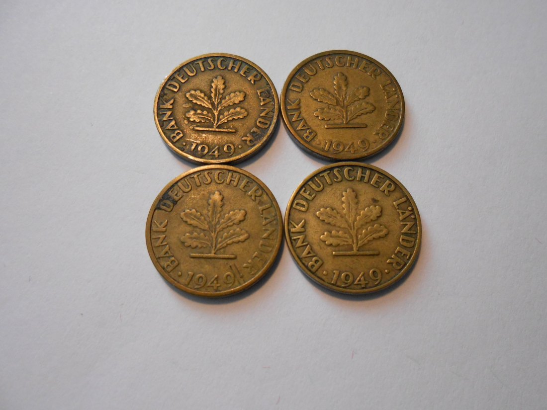  C43.°° Bank deutscher Länder, 4er Lot, 5 Pfennig 1949 G G J J   