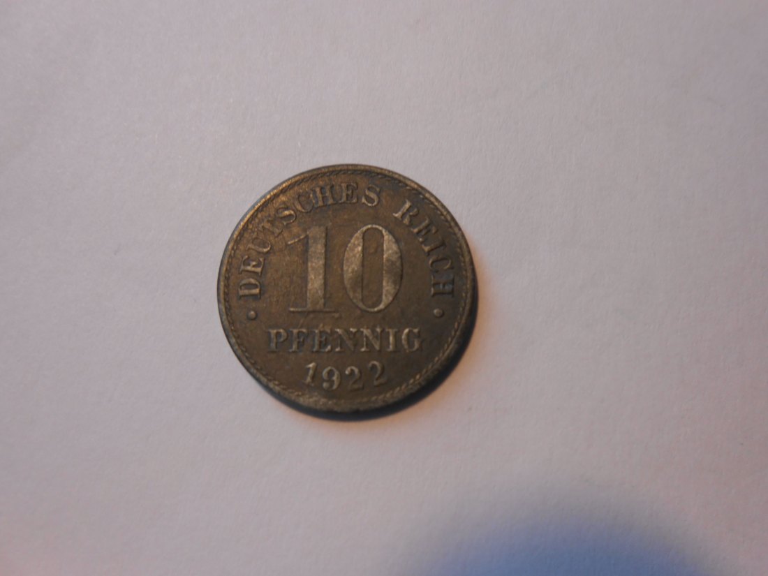  C46.°° Deutsches Kaiserreich Ersatzmünze 1. Weltkrieg 10 Pfennig 1922   