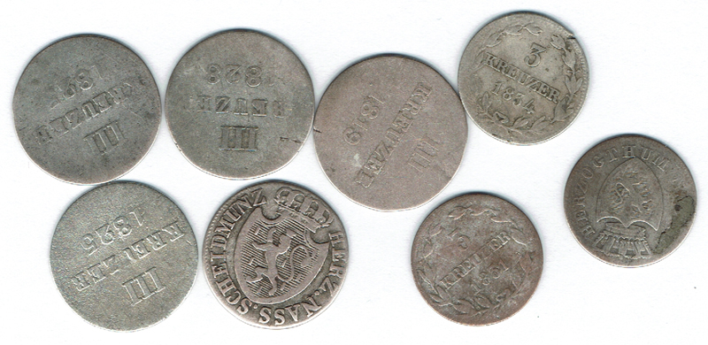  SZAIVERT ALTDEUTSCHLAND NASSAU HERZOGTUM LOT 15 STÜCK III KREUZER 3 KREUZER   