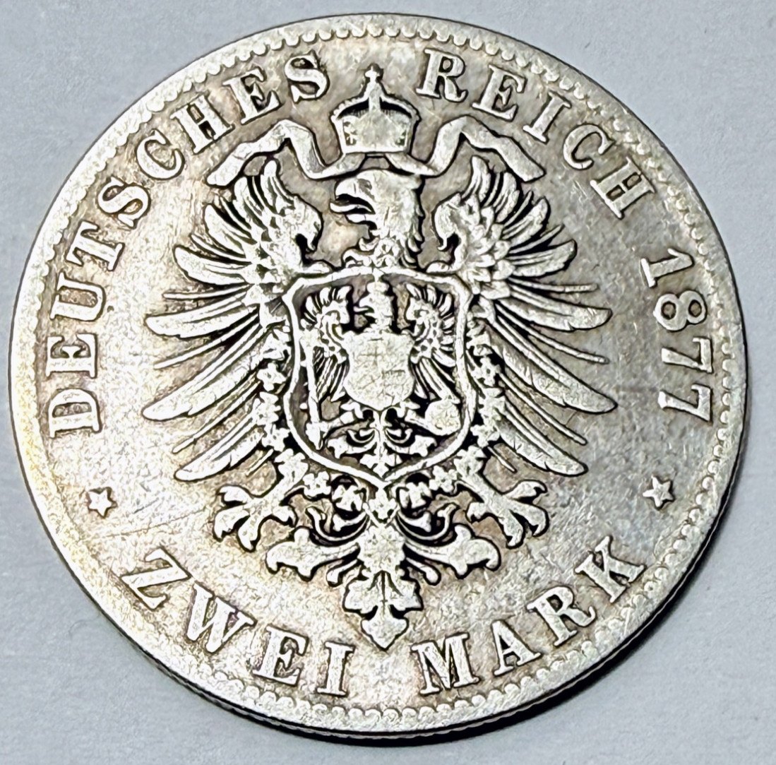  2 MARK Bayern 1877 D Jäger 413 SS/VZ   