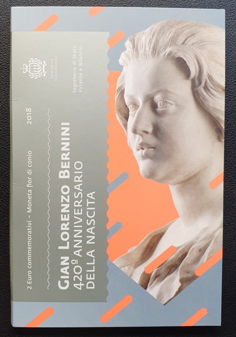  SAN MARINO 2 EURO 2018 GEDENKMÜNZE 420. GEBURTSTAG BERNINI BLISTER UNC   