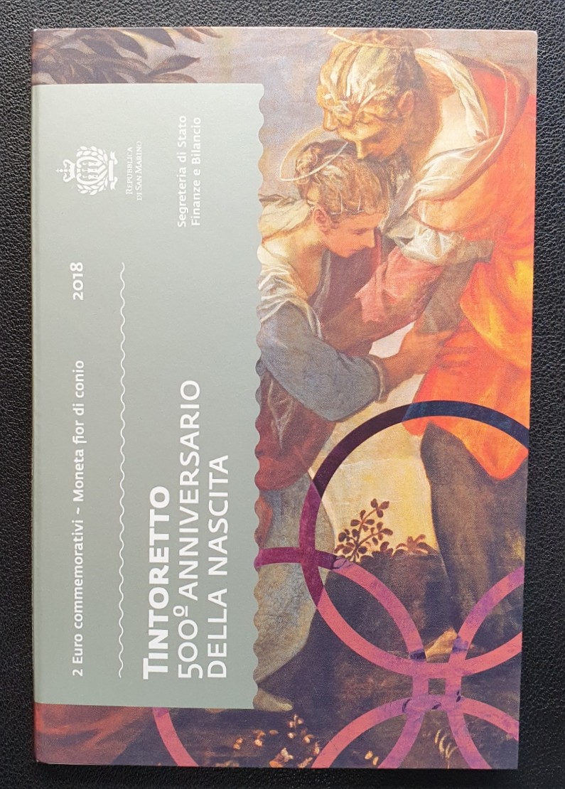2 Euro Gedenkmünze San Marino 2018, 500. Geburtstag Jacopo Tintoretto st Blister -selten