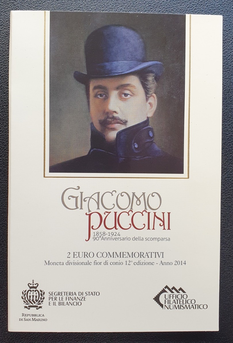 SAN MARINO 2 EURO 2014 GIACOMO PUCCINI IM ORIGINALBLISTER