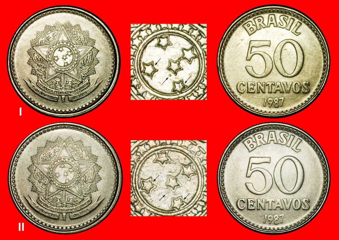 Ⰺ SOUTHERN CROSS (1986-1988): BRAZIL ★ 50 CENTAVOS 1987! 2 DISCOVERY COINS!★LOW START★NO RESERVE!