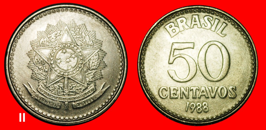 Ⰺ SOUTHERN CROSS (1986-1988): BRAZIL ★ 50 CENTAVOS 1988! DISCOVERY COIN!★LOW START★NO RESERVE!