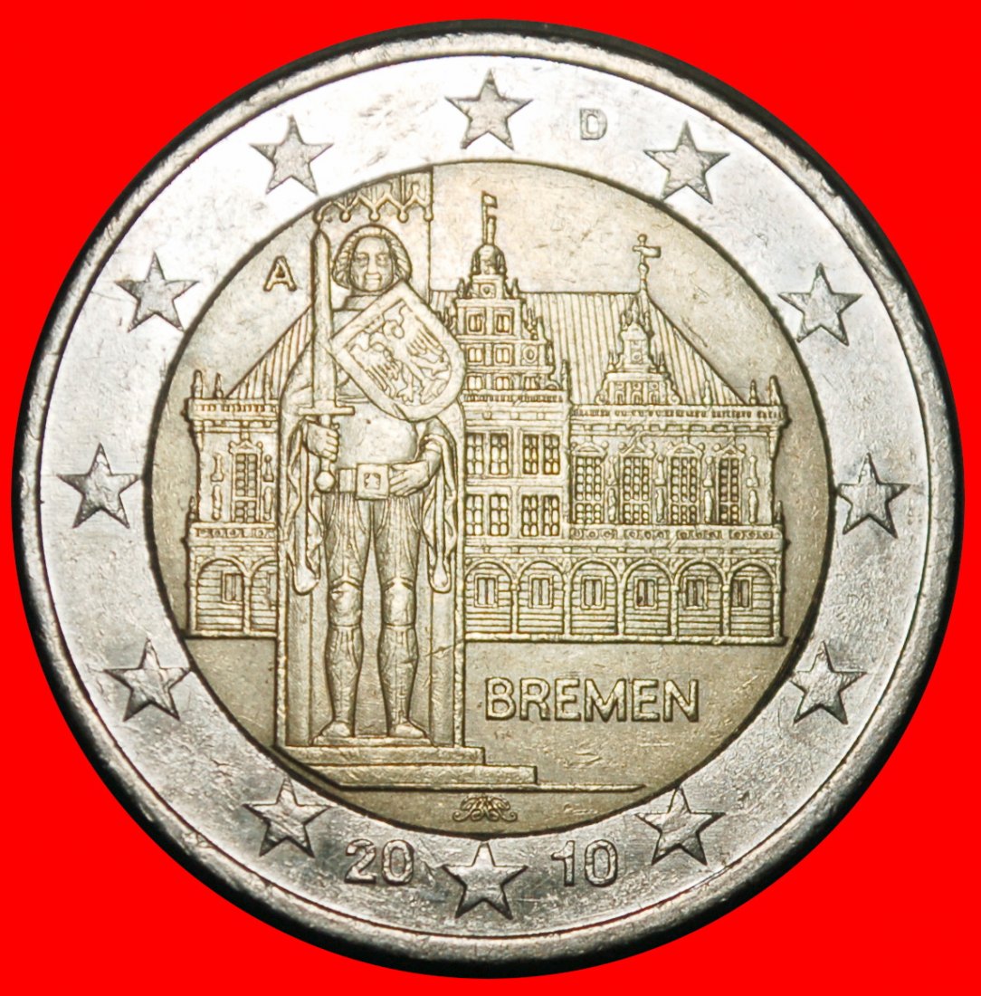 Ⰺ KNIGHT ROLAND 1404: GERMANY★ 2 EUROS 2010A NON-PHALLIC TYPE! PRUSSIA DIE I★LOW START ★ NO RESERVE!   