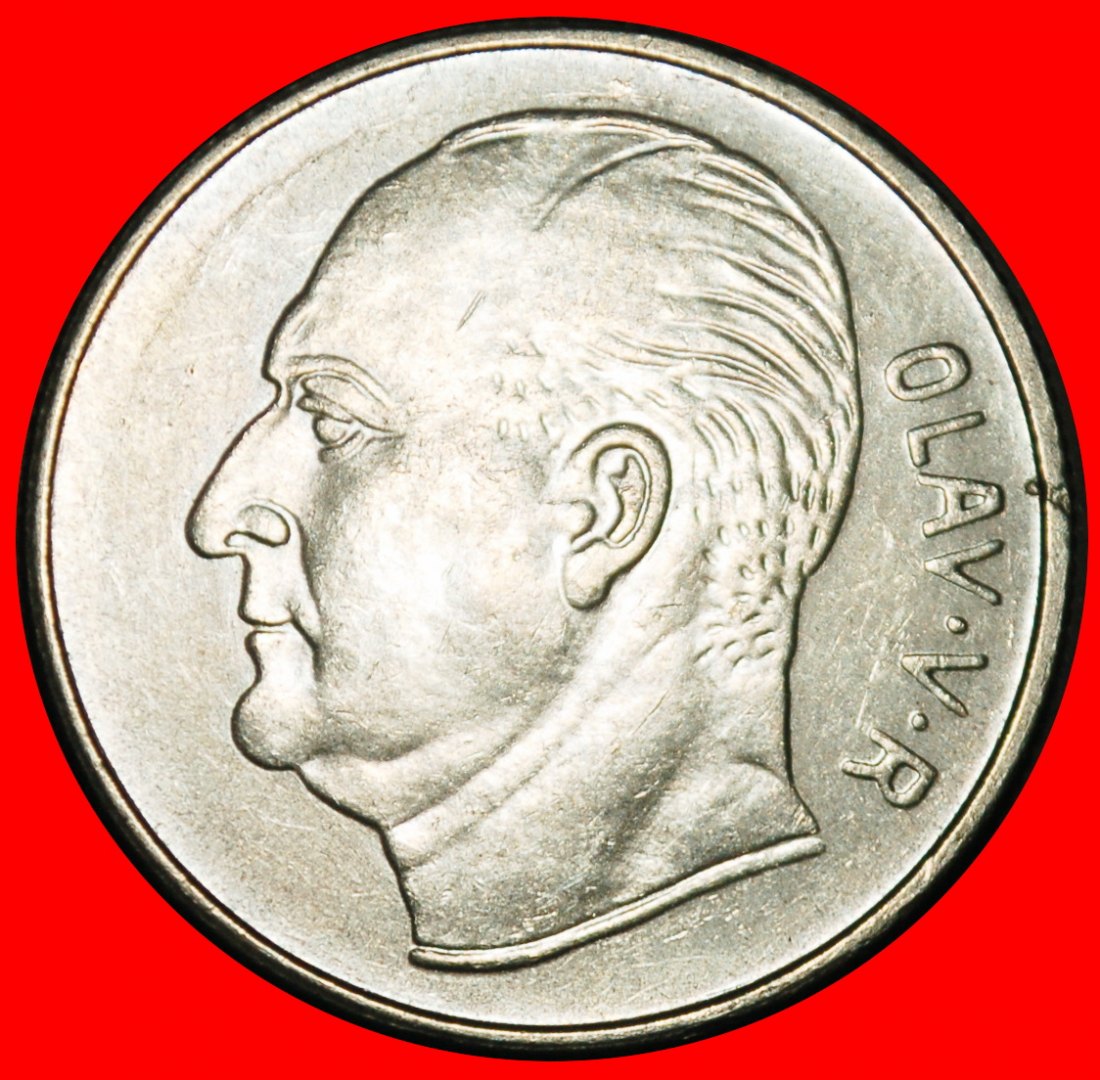  Ⰺ HORSE (1958-1973): NORWAY ★ 1 CROWN 1971 DIE II! OLAV V (1957-1991) LUSTRE★LOW START ★ NO RESERVE!   