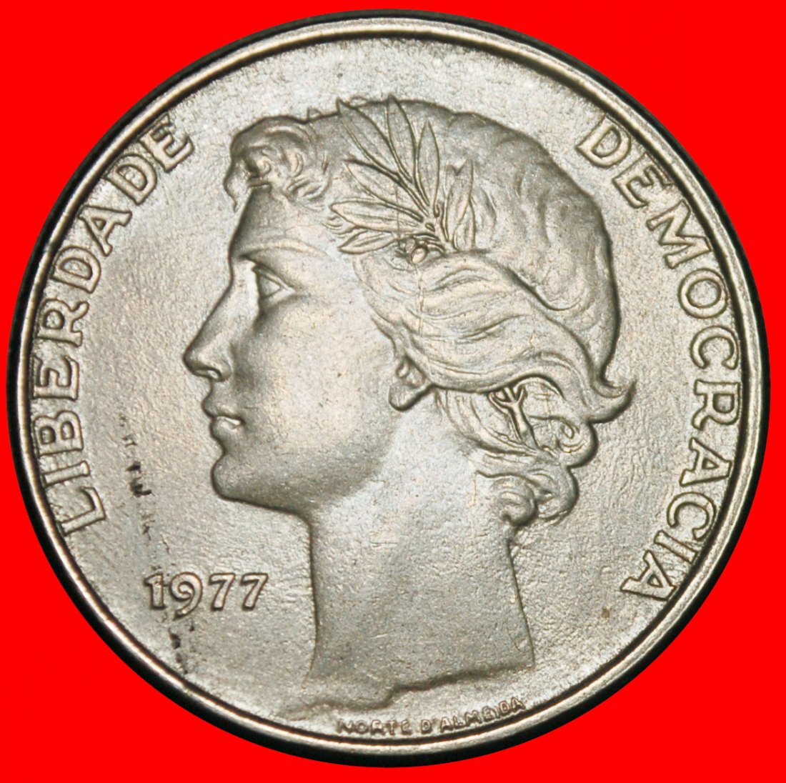 Ⰺ LAUREATE HEAD (1977-1986): PORTUGAL ★ 25 ESCUDOS 1977!★LOW START ★ NO RESERVE!