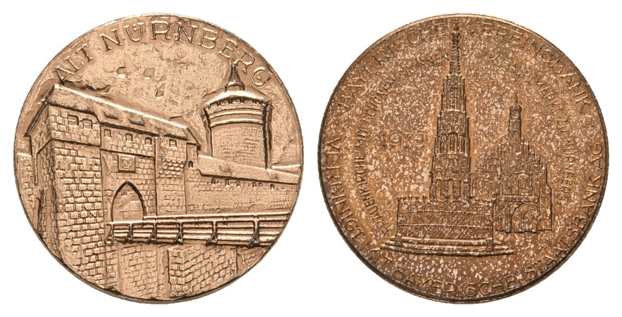  Medaille 1973; Alt Nürnberg; Vereinigung Bayeri. Vereinsbank m. Staatsbank; unedel; 4,57 g; 22,5 mm   