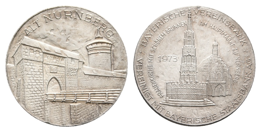 Medaille 1973; Alt Nürnberg; Vereinigung Bayeri. Vereinsbank m. Staatsbank; 4,57 g; 22,5 mm   