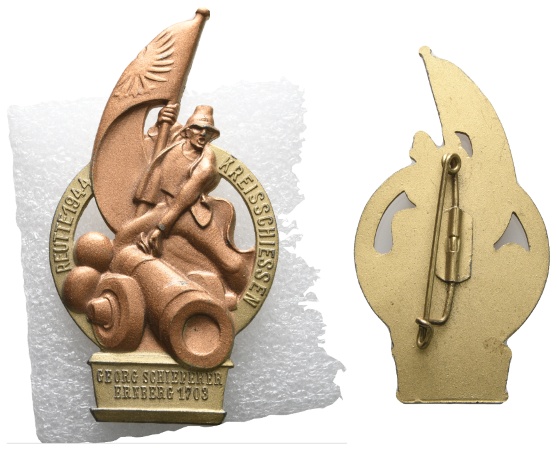  Medaille; Reutte 1944; Abzeichen; Kreisschiessen; unedel; 24,37 g; B 39,39 mm x 72,48 mm   