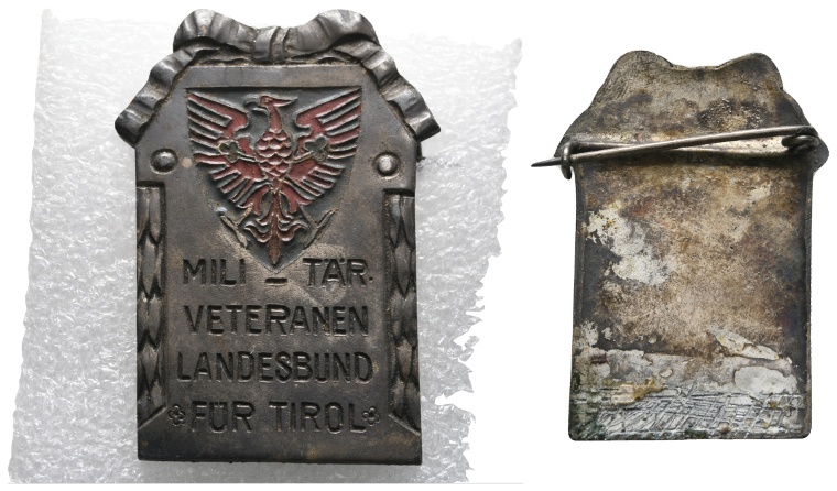  Medaille /Abzeichen; Militär Veteranen Landesbund f. Tirol; unedel; 19,46 g; B 31,56 mm x H 50,53 mm   