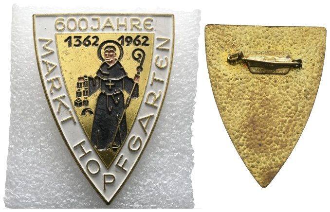  Medaille /Abzeichen; 600 Jahre Markt Hopfgarten; unedel; 18,59 g; B 40,65 mm x H 53,66 mm   
