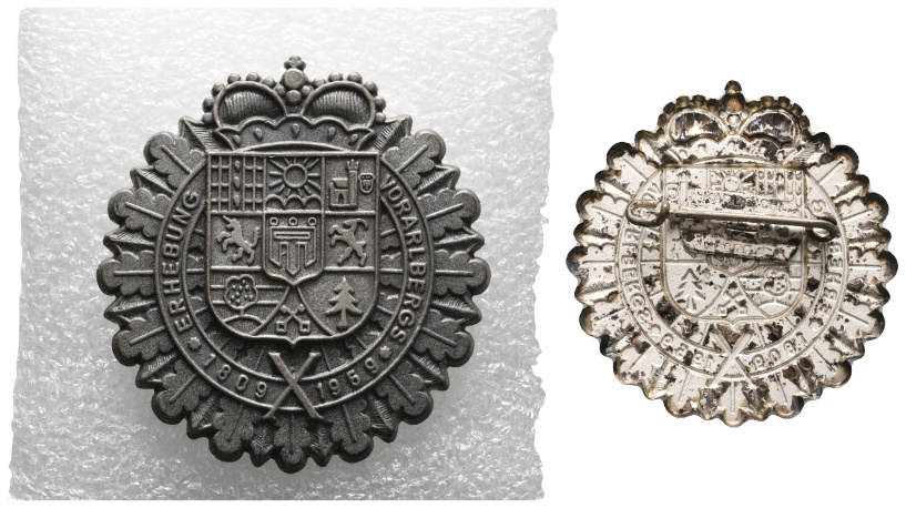  Medaille /Abzeichen; 150 Jahre Erhebeung Vorarlbergs; unedel; 3,75 g; Ø 39,02 mm   