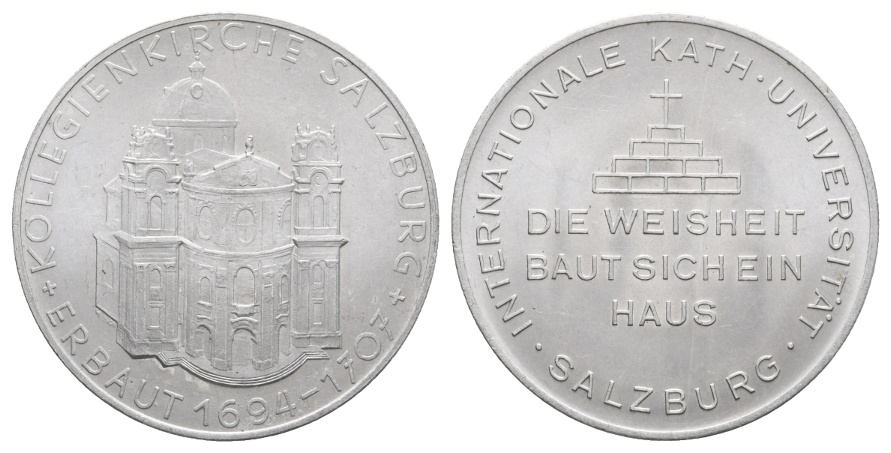  Medaille; Salzburg; Kollegienkirche / intern. Kath. Universität; unedel; 3,35 g; Ø 33,08 mm   
