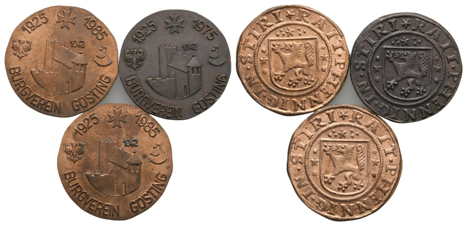  3x Token; Burgverein Gösting; Kupfer   