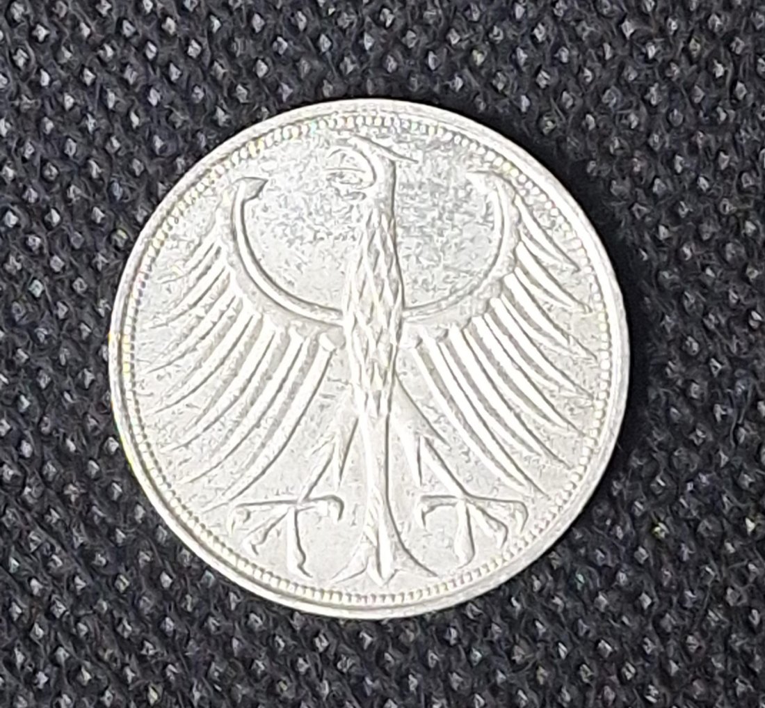  Silber BRD, 5 DM Kursmünze 1969 J, Feingewicht 7 Gramm   